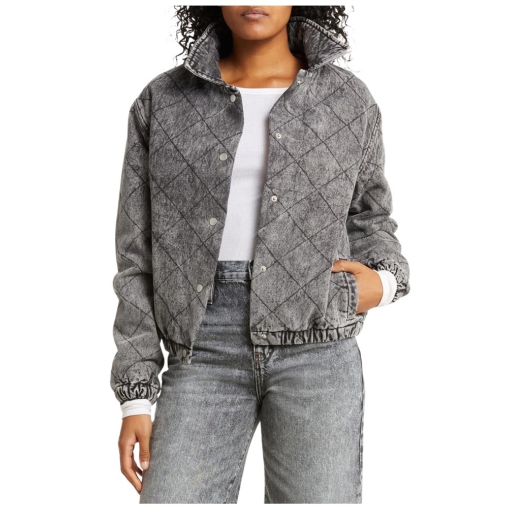 Vigoss Charcoal Quilted Bomber Jacket